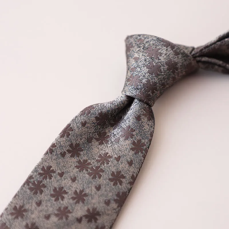 Men's Chocolate Flowers Mini Floral Pattern Necktie sold by FloralTrip product image thumbnail 2