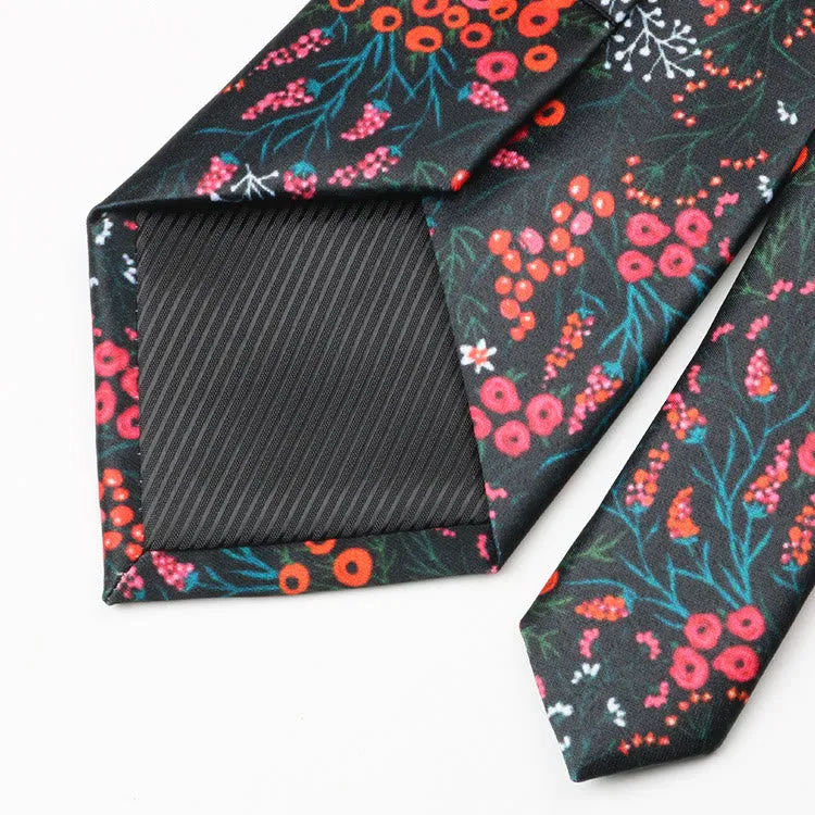 Men's Forest Berry Floral Pattern Necktie sold by FloralTrip product image thumbnail 3