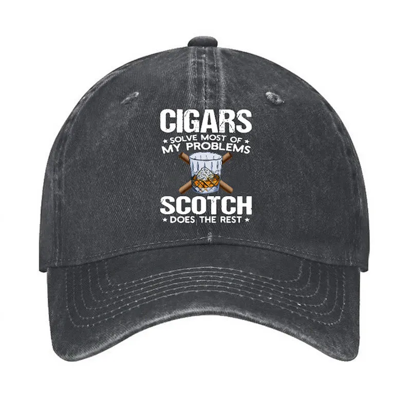 Cigars Solve Most Of Problems Adjustable Baseball Cap sold by FloralTrip