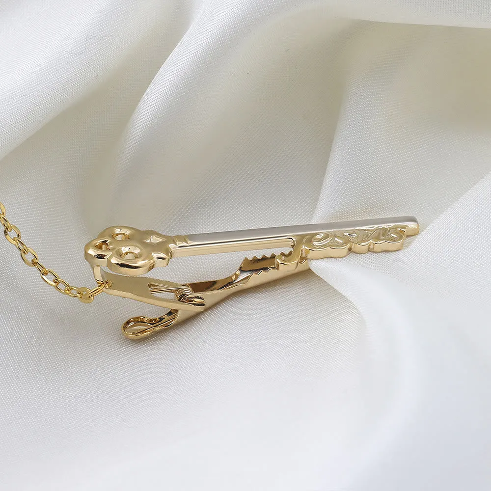 Gold Jesus Key Tie Bar For Wedding Suit sold by FloralTrip product image thumbnail 3