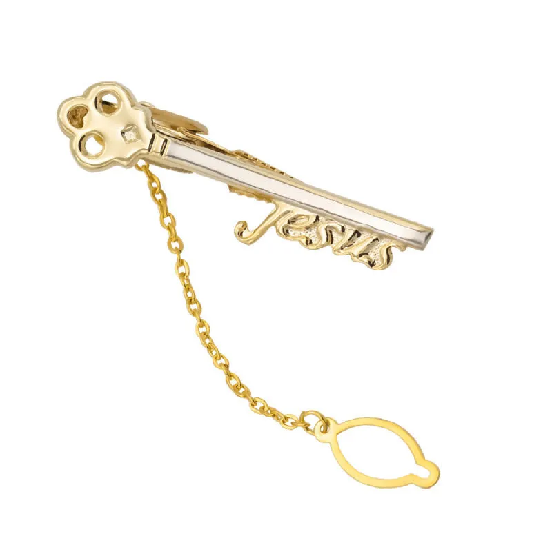 Gold Jesus Key Tie Bar For Wedding Suit sold by FloralTrip product image thumbnail 4