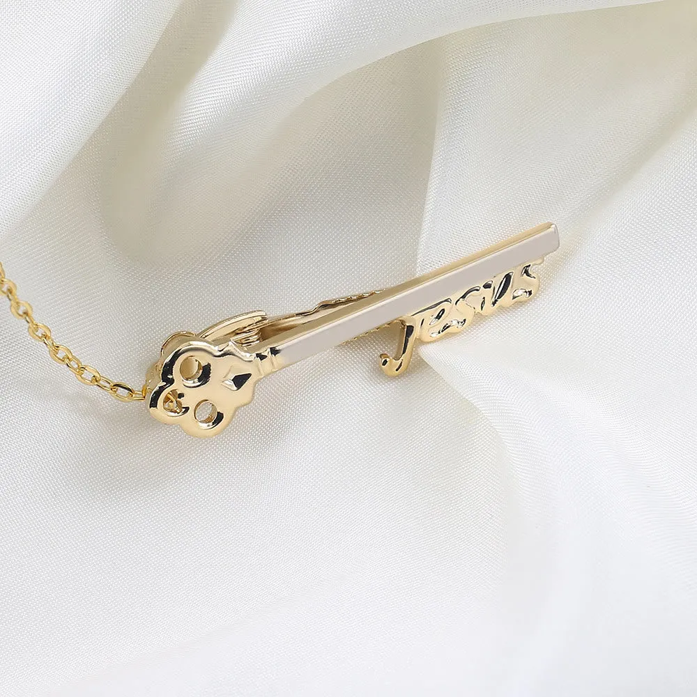 Gold Jesus Key Tie Bar For Wedding Suit sold by FloralTrip product image thumbnail 2
