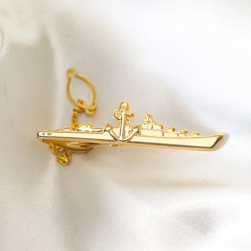 Warship Shape With Anchor Tie Clip For Suit sold by FloralTrip