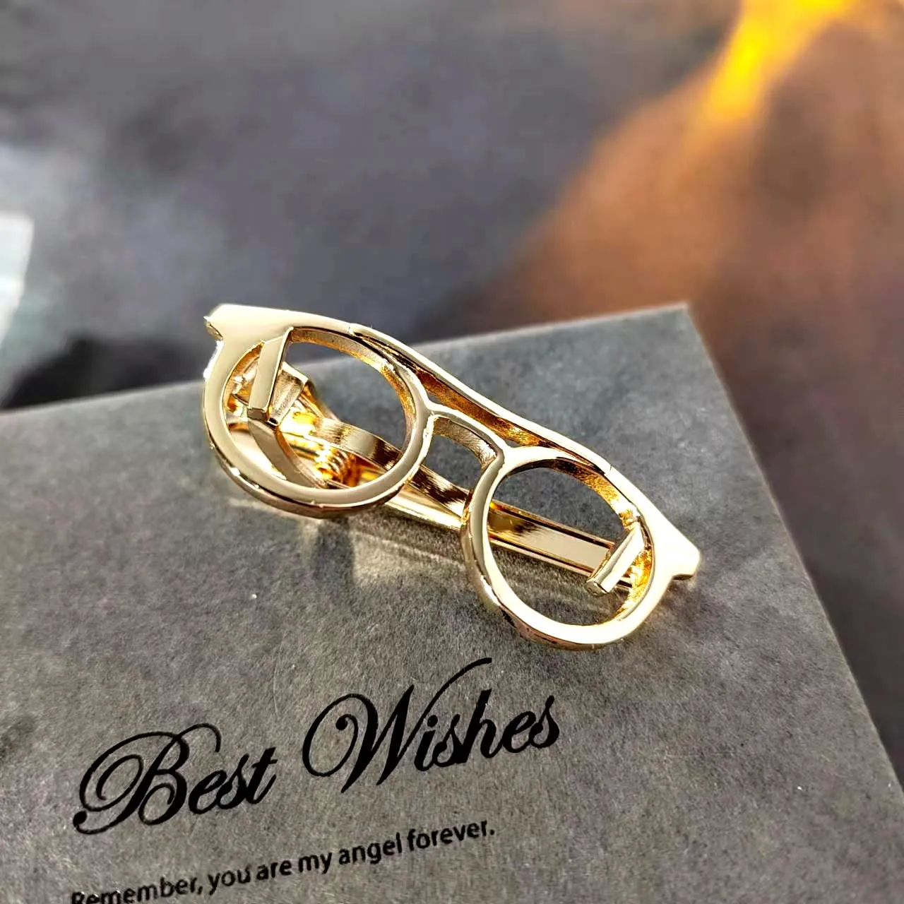 Gold And Silver Glasses Tie Clip For Daily Suit sold by FloralTrip product image thumbnail 2