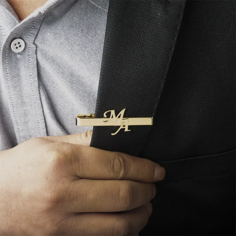 Custom Your Initial Letter Wedding Tie Bar For Neckties sold by FloralTrip