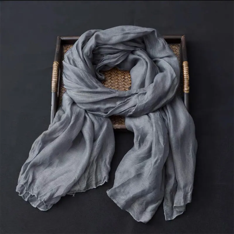 Women's Retro Solid Color Cotton Linen Thin Scarf sold by FloralTrip product image thumbnail 2