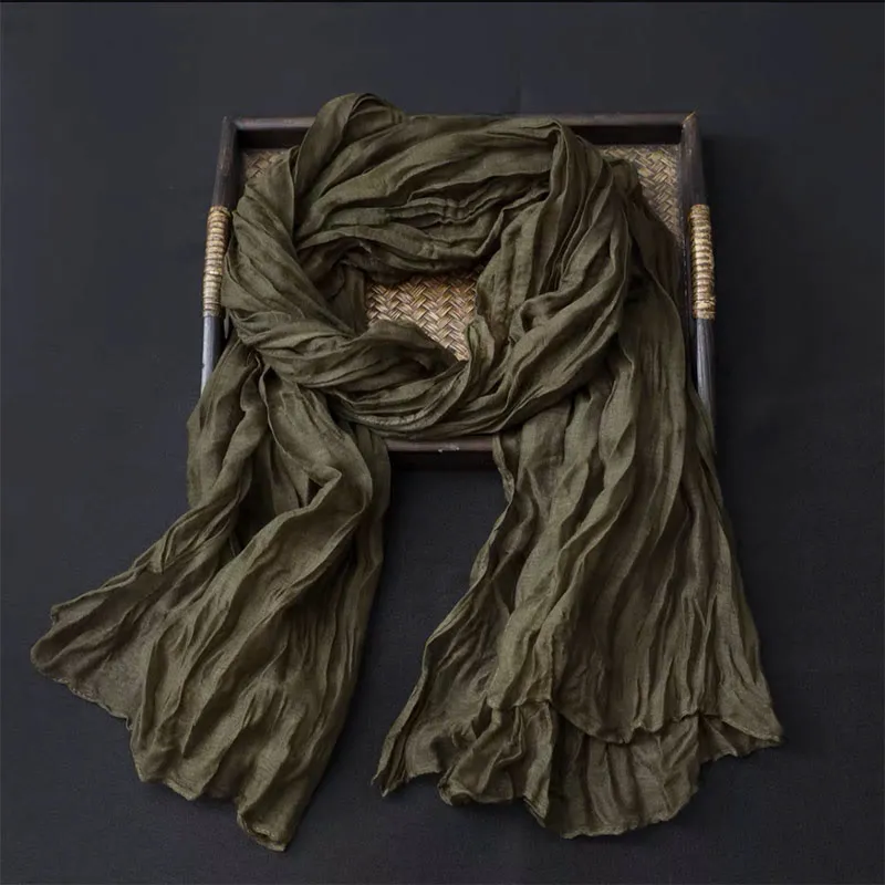 Women's Retro Solid Color Cotton Linen Thin Scarf sold by FloralTrip product image thumbnail 5