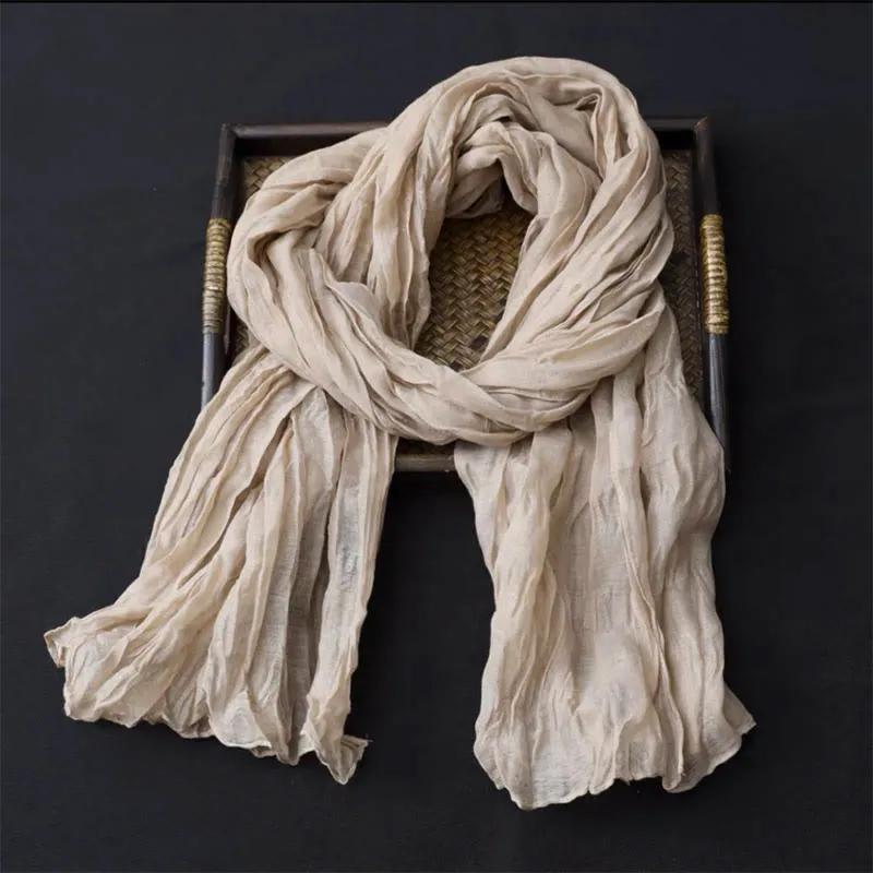 Women's Retro Solid Color Cotton Linen Thin Scarf sold by FloralTrip