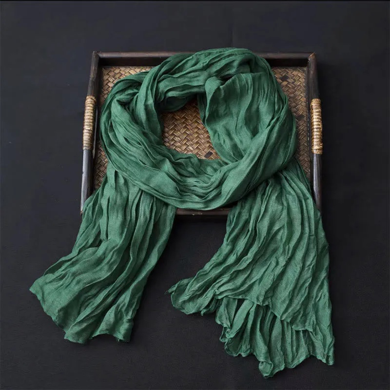 Women's Retro Solid Color Cotton Linen Thin Scarf sold by FloralTrip product image thumbnail 4