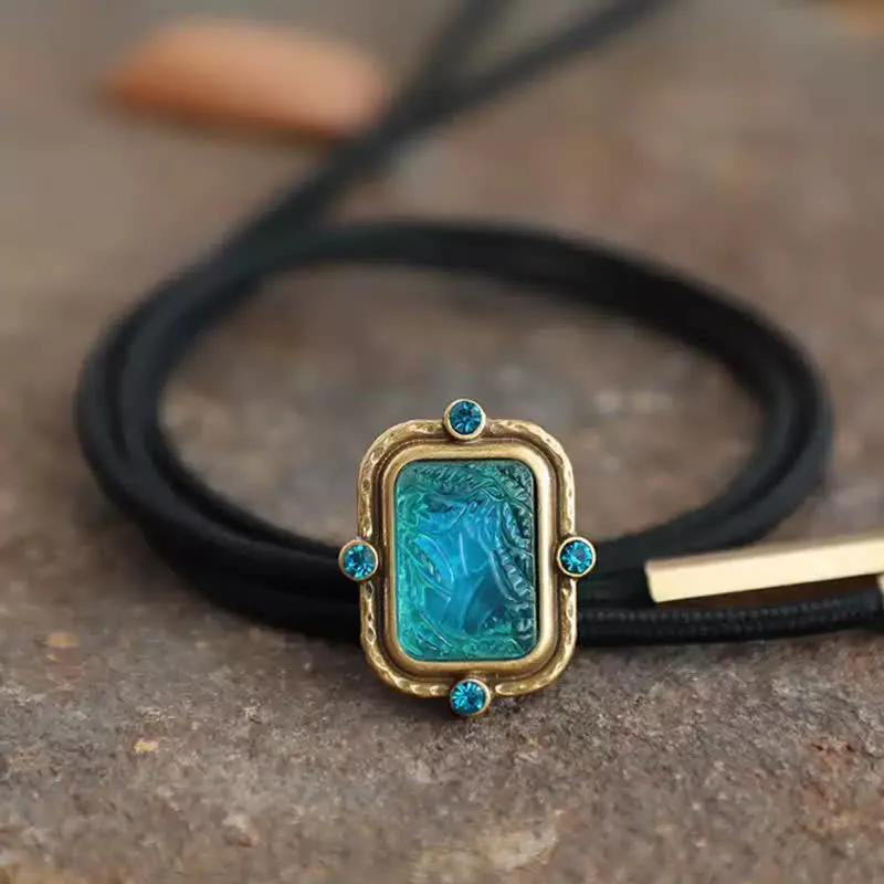 Blue & Green Seascape Retro Palace Style Bolo Tie sold by FloralTrip