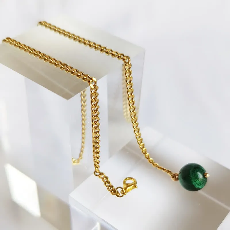 Men's 18K Gold-Plated Natural Stone Lapel Chain Suit Brooch with Hanging Chain sold by FloralTrip product image thumbnail 2