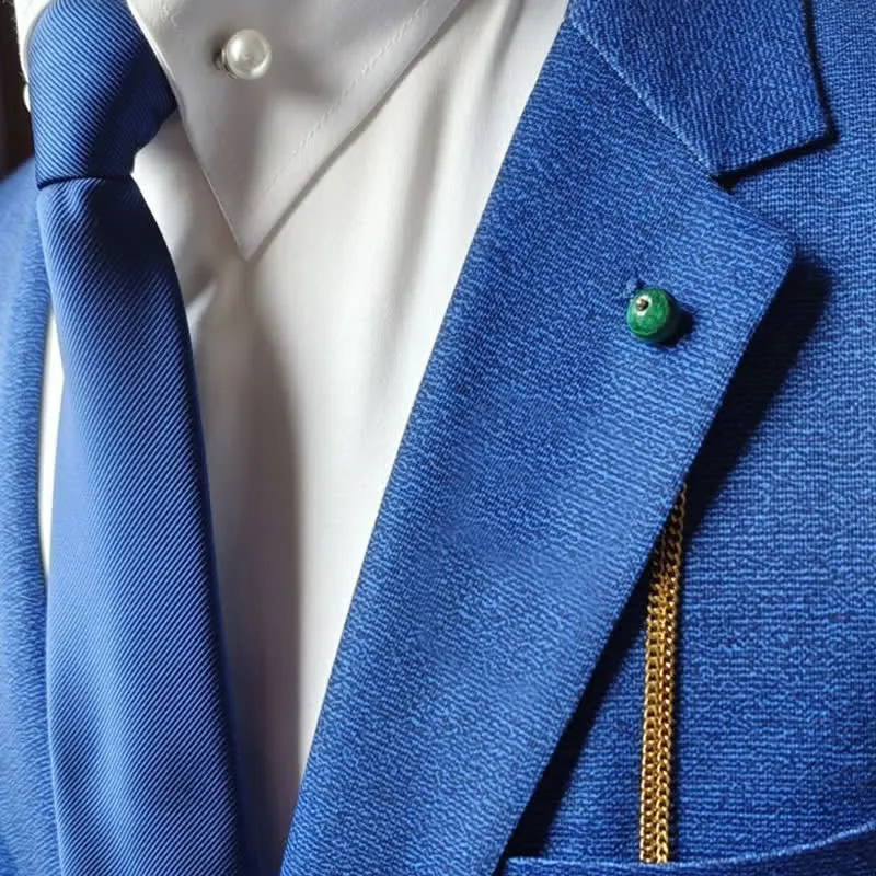 Men's 18K Gold-Plated Natural Stone Lapel Chain Suit Brooch with Hanging Chain sold by FloralTrip product image thumbnail 4