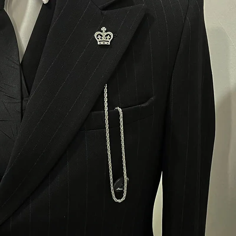Men's Shirt Tuxedo Stud Lapel Chain Suit Brooch with Hanging Chain sold by FloralTrip product image thumbnail 3
