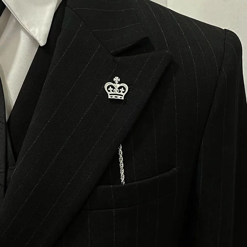 Men's Shirt Tuxedo Stud Lapel Chain Suit Brooch with Hanging Chain sold by FloralTrip