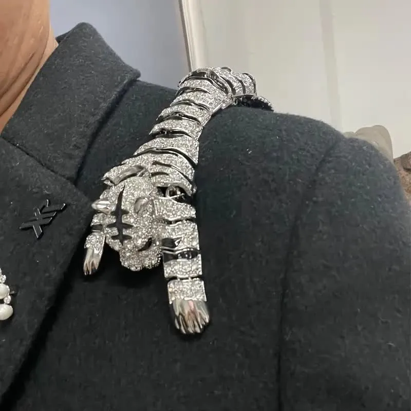 Men's Majestic Tiger Large Luxury Sparkling Rhinestone Brooch sold by FloralTrip