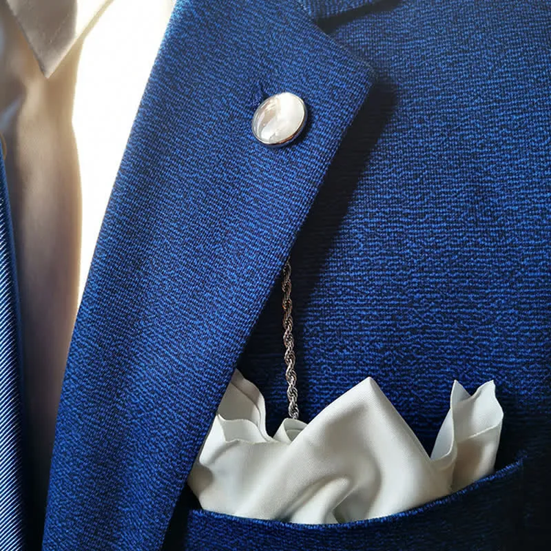 Men's Natural Seashell Lapel Chain Suit Brooch with Hanging Chain sold by FloralTrip product image thumbnail 2
