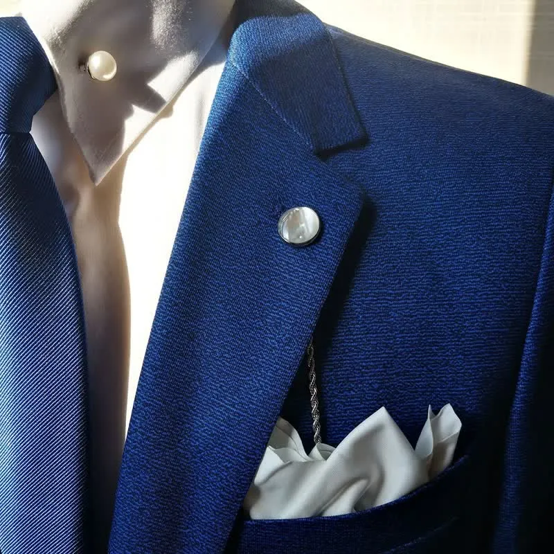 Men's Natural Seashell Lapel Chain Suit Brooch with Hanging Chain sold by FloralTrip