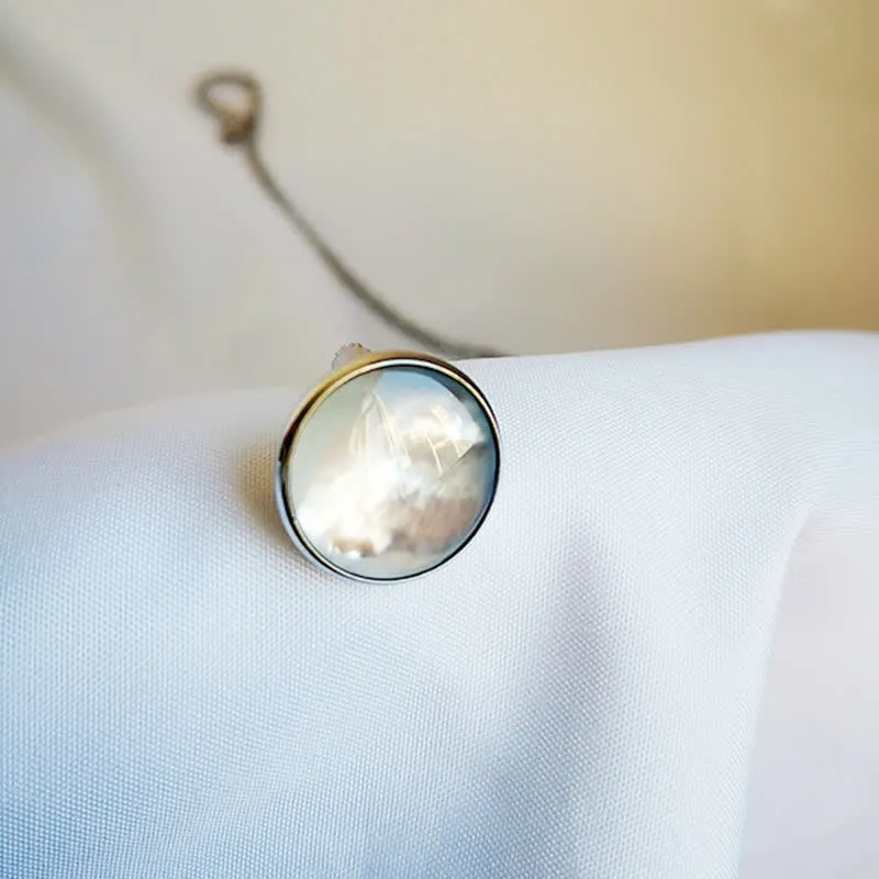 Men's Natural Seashell Lapel Chain Suit Brooch with Hanging Chain sold by FloralTrip product image thumbnail 4