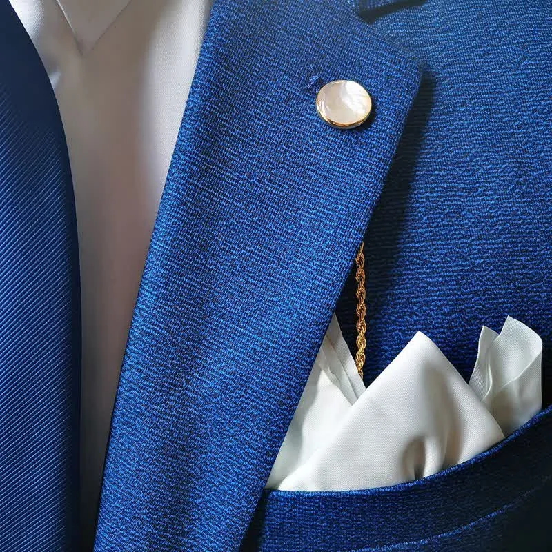 Men's Natural Seashell Lapel Chain Suit Brooch with Hanging Chain sold by FloralTrip product image thumbnail 5