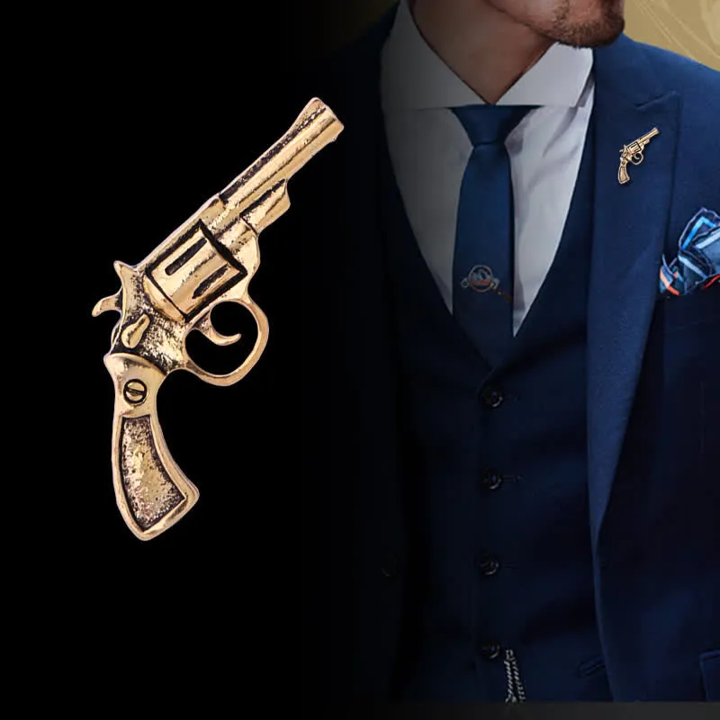Men's Mini Vintage Domineering Pistol-Shape Brooch sold by FloralTrip
