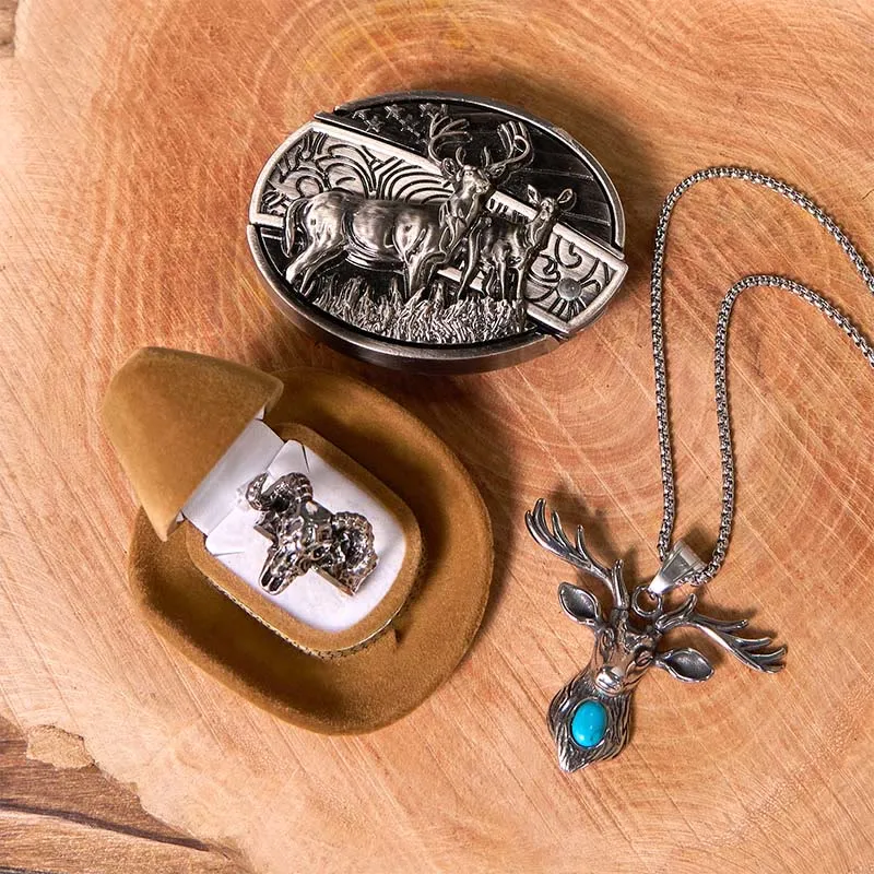 Deer Flag DIY Hidden Knife Belt Buckle With Ghost Goat Ring Bundle Set sold by FloralTrip product image thumbnail 2