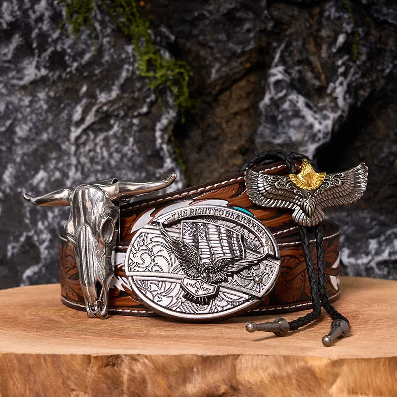 Eagle Flag DIY Hidden Knife Belt Buckle With Eagle Bolo Tie Bundle Set sold by FloralTrip