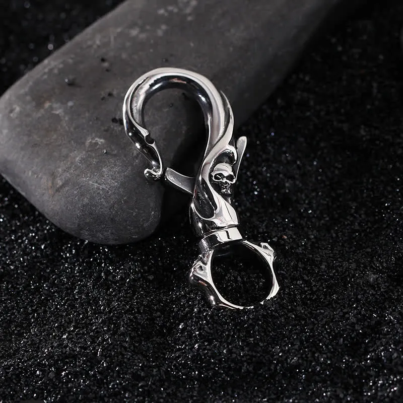 Punk Skull Spring Snap Clip Hook Metal Keychain sold by FloralTrip