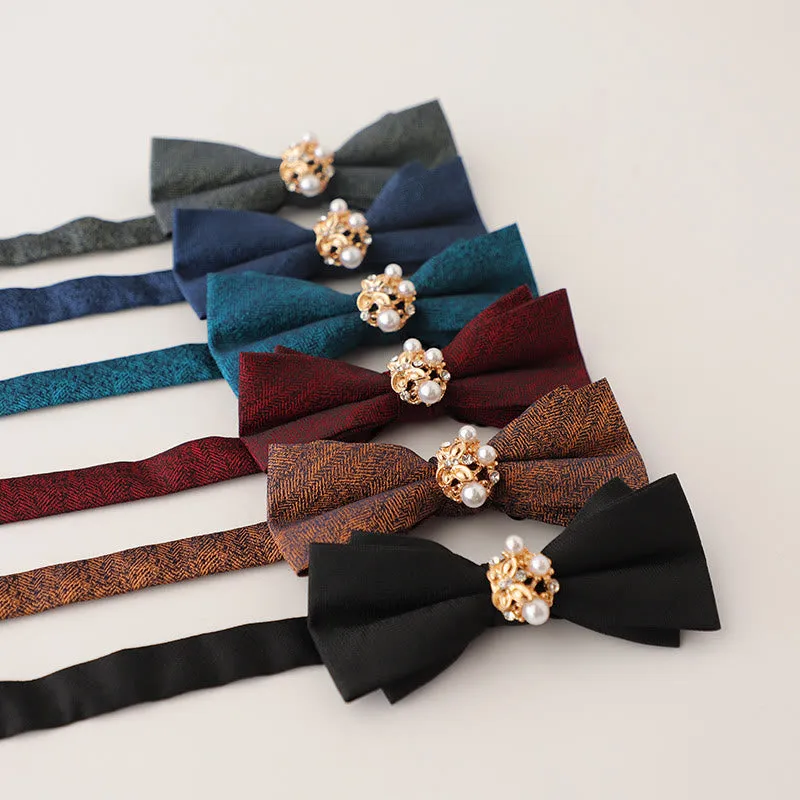 Pearl Jacquard Double Layer Adjustable Strap Bow Tie sold by FloralTrip