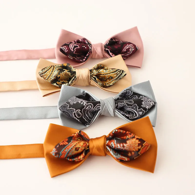 Paisley Adjustable Strap Two-Layer Satin Bow Tie made by FloralTrip
