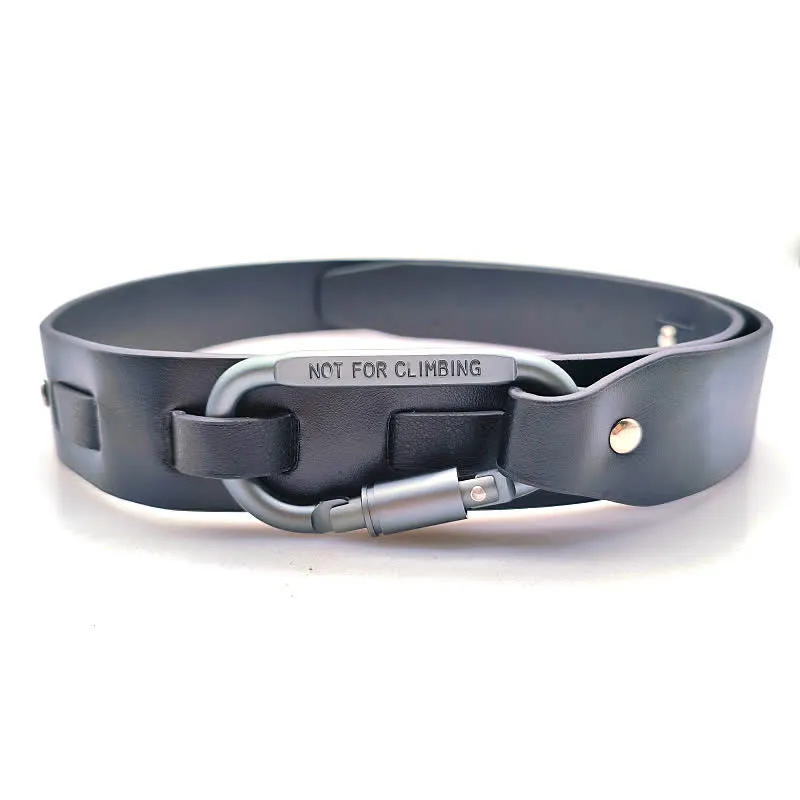 Unique Climbing Button Buckle Black Leather Belt sold by FloralTrip product image thumbnail 2