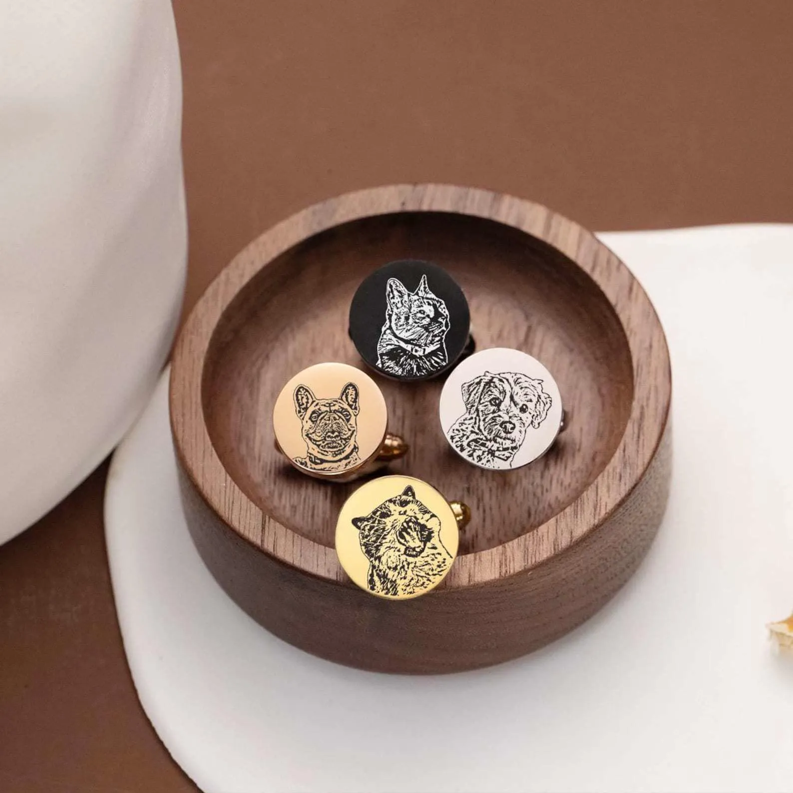 1 Pair Custom Pet Portrait Button Covers Set Cufflinks sold by FloralTrip product image thumbnail 4