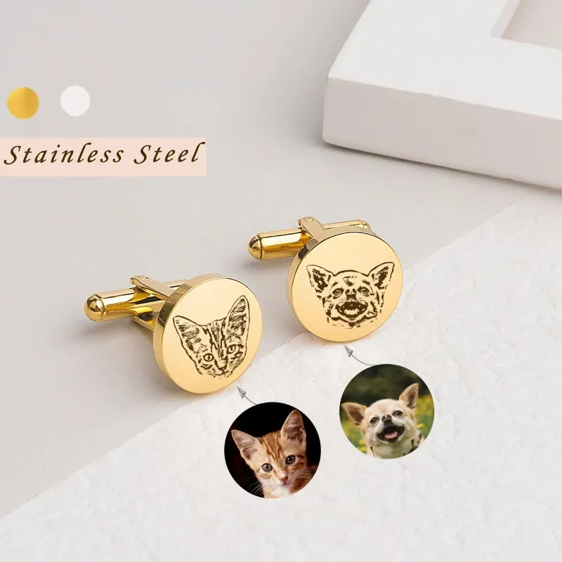 1 Pair Custom Pet Portrait Button Covers Set Cufflinks sold by FloralTrip