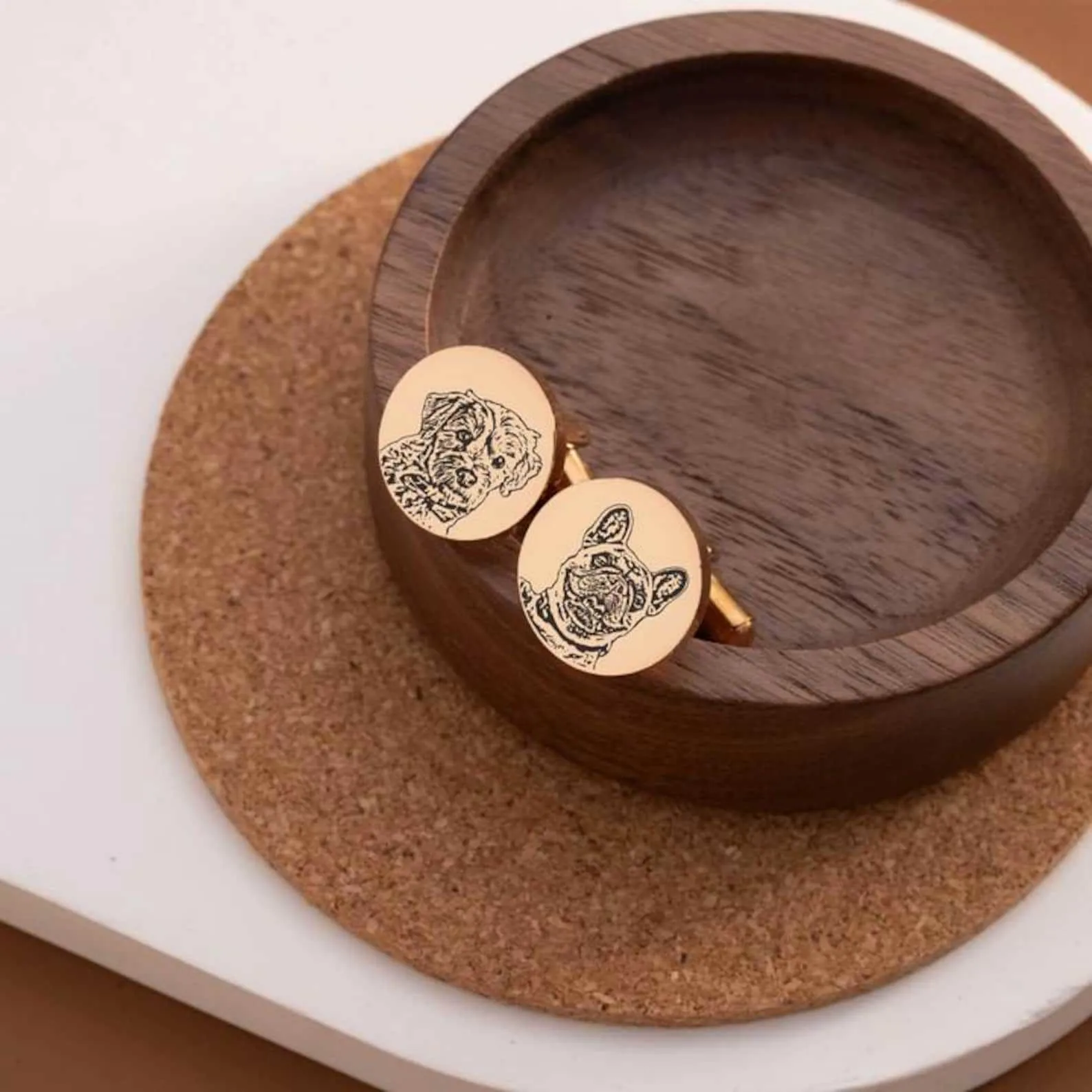 1 Pair Custom Pet Portrait Button Covers Set Cufflinks sold by FloralTrip product image thumbnail 5