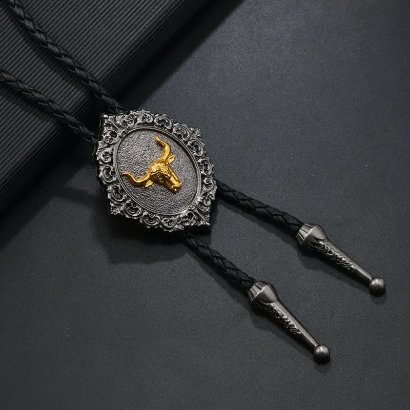 Western Cowboy Gold Longhorn's Head Bolo Tie sold by FloralTrip