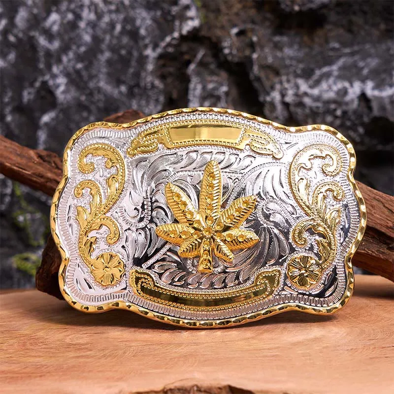 Gold Silver Floral Maple DIY Buckle Leather Belt sold by FloralTrip