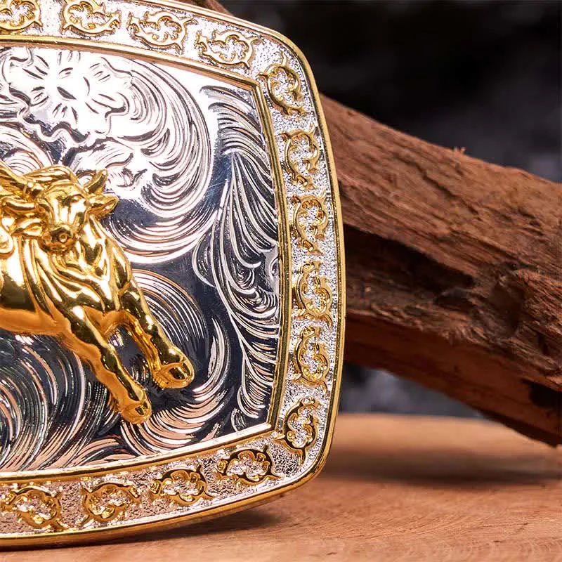 Gold & Silver Horseback Riding DIY Large Buckle Leather Belt sold by FloralTrip product image thumbnail 4