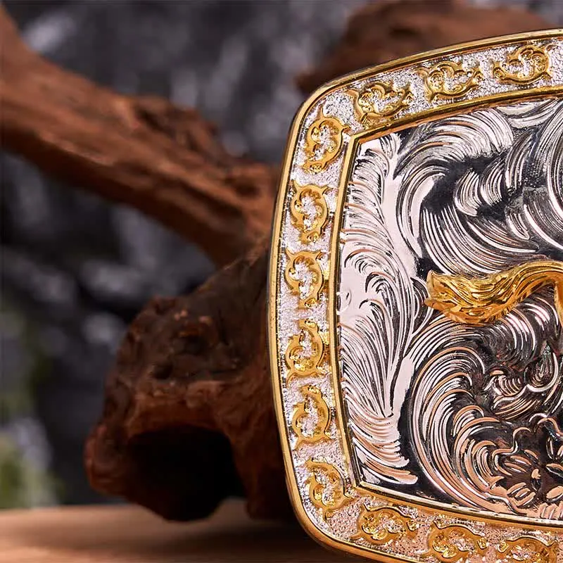 Gold & Silver Running Horse DIY Large Buckle Leather Belt sold by FloralTrip product image thumbnail 4