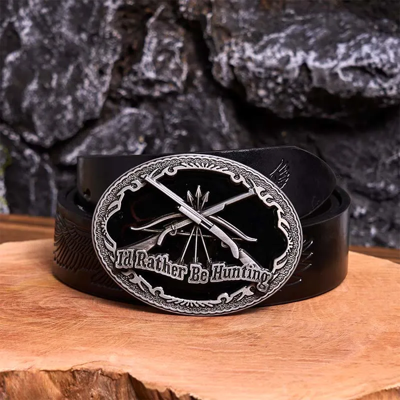 I'd Rather Be Hunting Gun DIY Buckle Leather Belt sold by FloralTrip