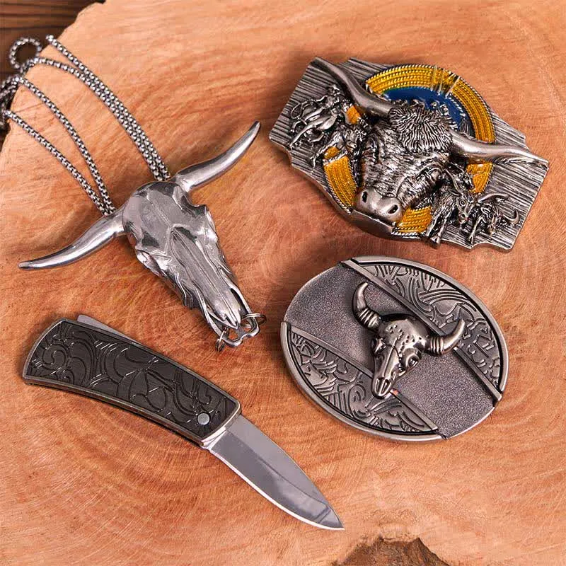 Longhorn Bull Theme DIY Hidden Knife Belt Buckle Pendant Bundle Set sold by FloralTrip product image thumbnail 4