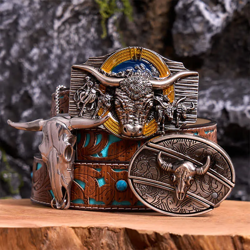 Longhorn Bull Theme DIY Hidden Knife Belt Buckle Pendant Bundle Set sold by FloralTrip