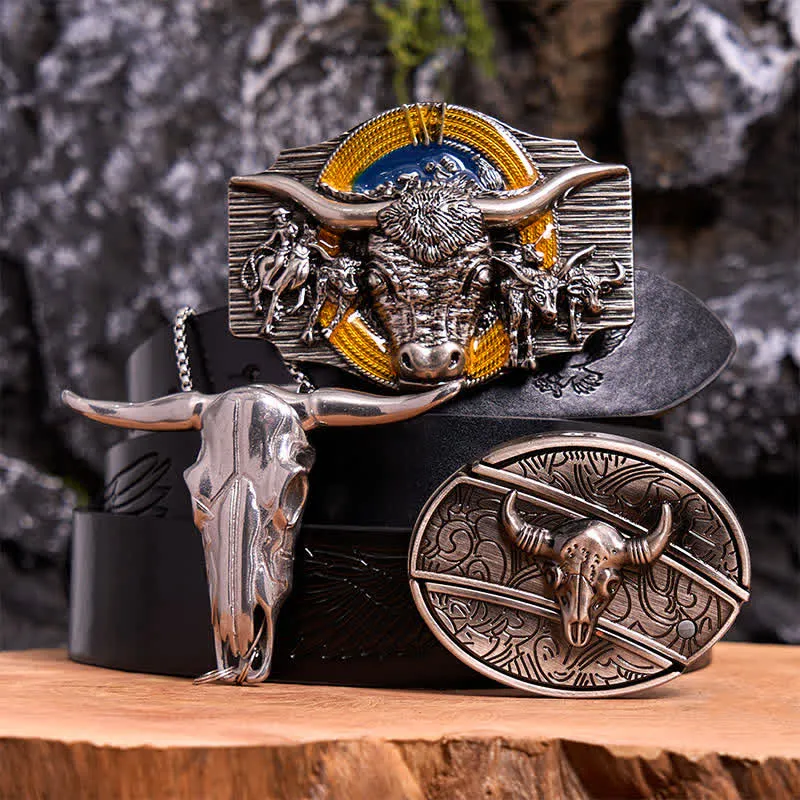 Longhorn Bull Theme DIY Hidden Knife Belt Buckle Pendant Bundle Set sold by FloralTrip product image thumbnail 5