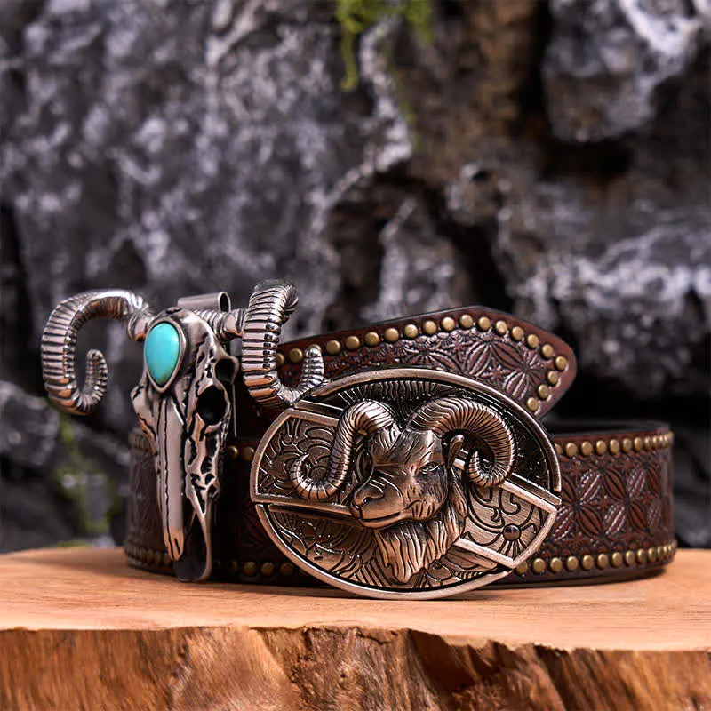 Goat DIY Hidden Knife Belt Buckle Turquoise Skull Sheep Pendant Bundle Set sold by FloralTrip product image thumbnail 5