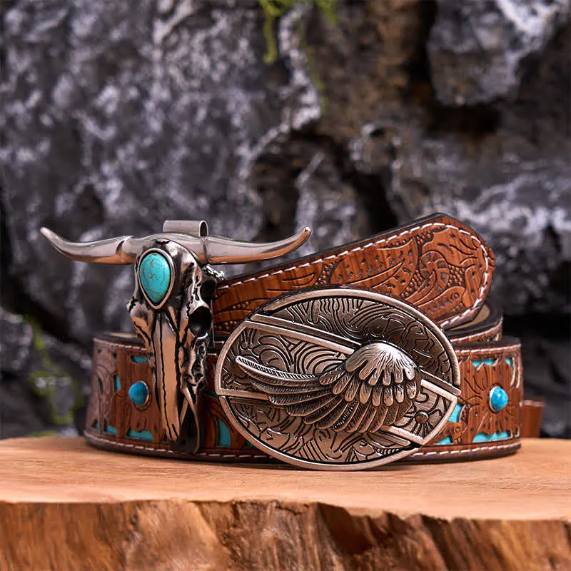 Angel Wing DIY Hidden Knife Belt Buckle Turquoise Longhorn Bull Pendant Bundle Set sold by FloralTrip