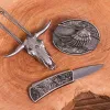 Angel Wing DIY Hidden Knife Belt Buckle Longhorn Bull Pendant Bundle Set sold by FloralTrip