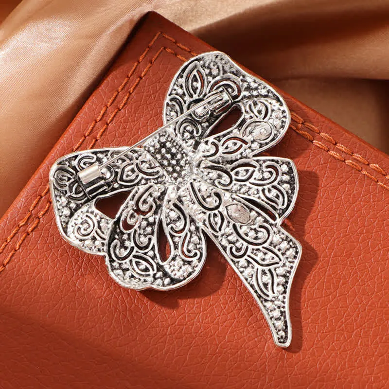Women's Antique Silver Bow Knot Shape Rhinestones Brooch sold by FloralTrip product image thumbnail 5