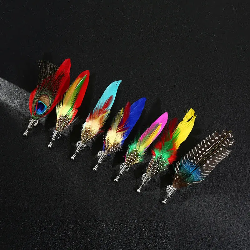 Unisex Classic Wedding Party Colorful Peacock Feather Brooch sold by FloralTrip