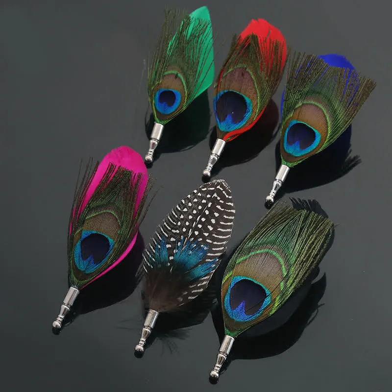 Unisex Classic Wedding Party Colorful Peacock Feather Brooch sold by FloralTrip product image thumbnail 2