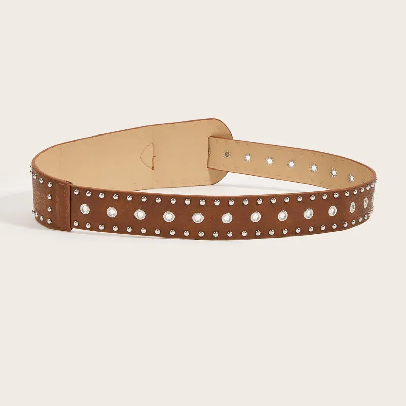 Punk Style Studded Belt Rivet Wide Leather Belt sold by FloralTrip product image thumbnail 4
