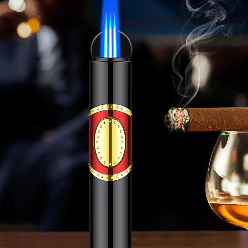 3 In 1 Triple Burner Lighter With Built-In Cigar Punch And Cigar Needle sold by FloralTrip product image thumbnail 3