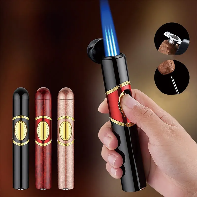 3 In 1 Triple Burner Lighter With Built-In Cigar Punch And Cigar Needle sold by FloralTrip